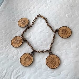 George vi coin/finch farthing bracelet Rare coins not drilled condition